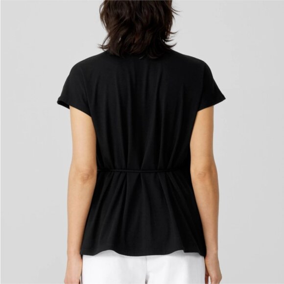 Eileen Fisher Black Fine Jersey Wrap Top XL - Picture 2 of 10
